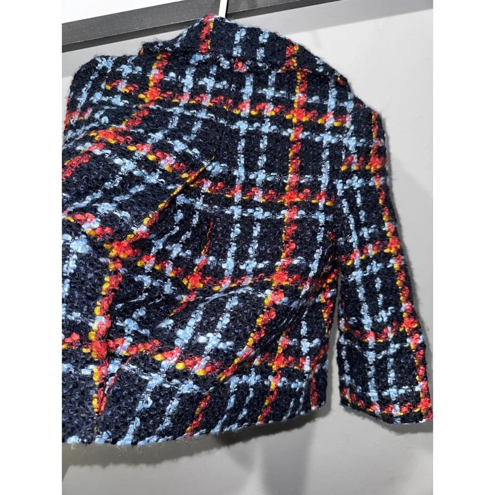 Janie and Jack Plaid Boucle Jacket Girls 18-24 Month Double Breasted Gold Button